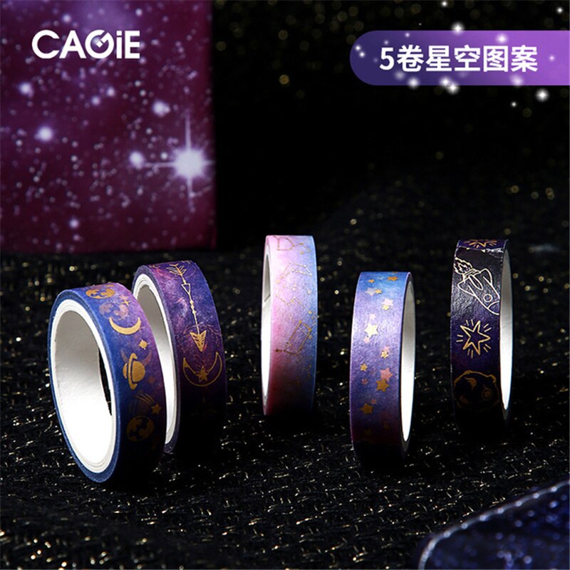 Schattige washi tape 5 stuks/set kawaii sterrenhemel afplaktape bronzende ster decoratieve tape voor stickers scrapbooking diy fotoalbum