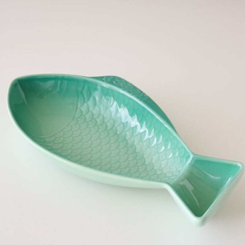 Haute température en céramique dégradé bleu/Orange rose 12 pouces assiette de poisson/plat/vaisselle de