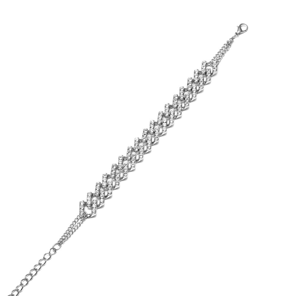 Tobillera ostentosa con diamantes de imitación para Eslabón cubano, cadenas para el tobillo, sandalias para mujer, cadena para pies descalzos, joyería al por mayor
