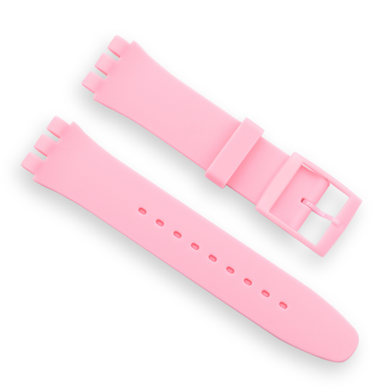 Schwarzes Armband für Swatch-Armband, Schnalle, Silikon-Uhrenarmband, 17 mm, 19 mm, 20 mm, Gummiarmband, 16 mm, Uhrenzubehör: Blue pink / 16mm
