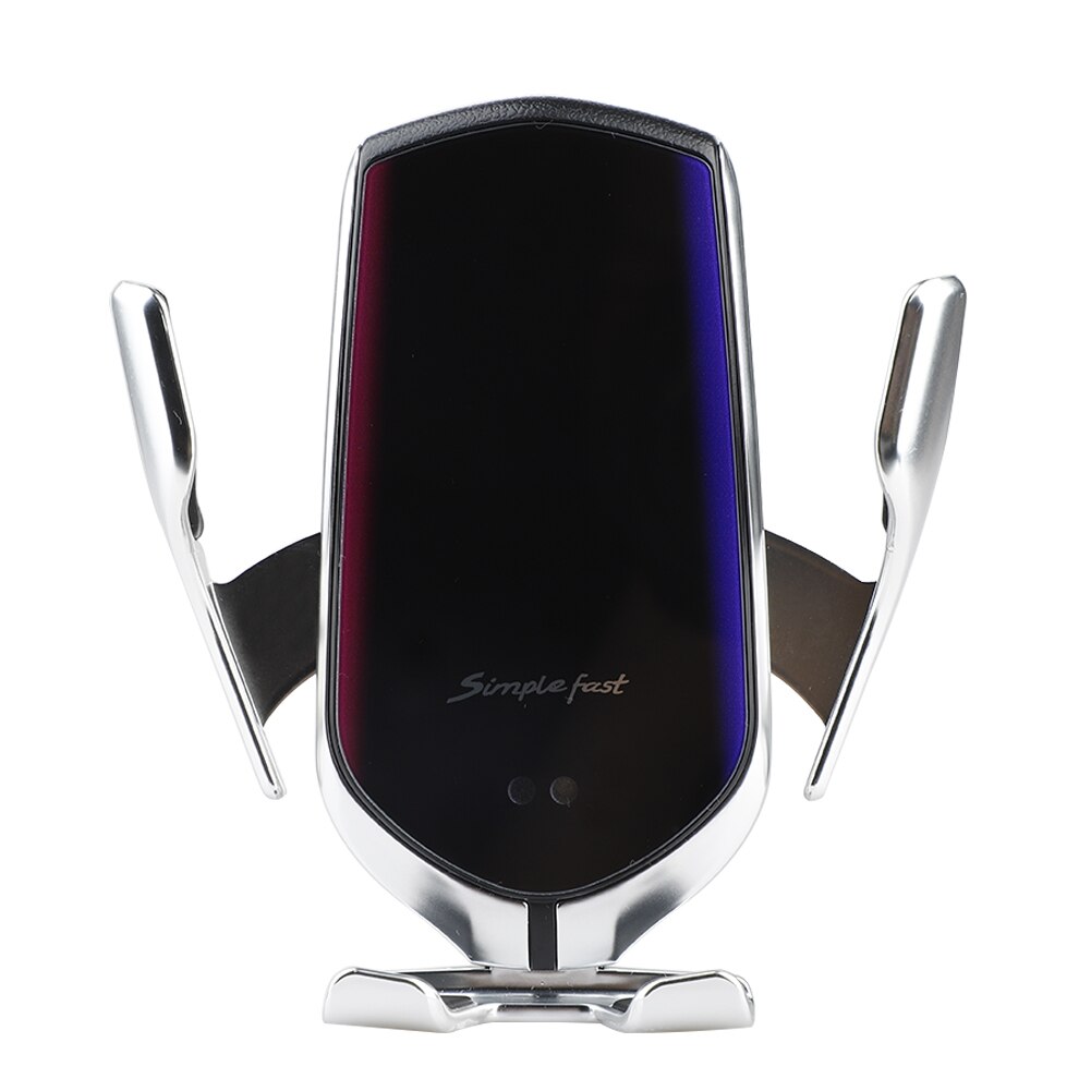 Wireless Car Charger R2 10W Auto Clamp Fast Charging Infrared Induction Car Phone Holder Mount for iPhone Huawei Samsung: Silver