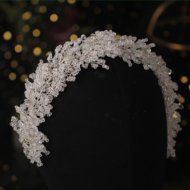 Diademas de cristal transparente de lujo para mujer, enredadera para el cabello nupcial, accesorios de joyas para el cabello de boda, tocado de novia, coronas,: Color dorado