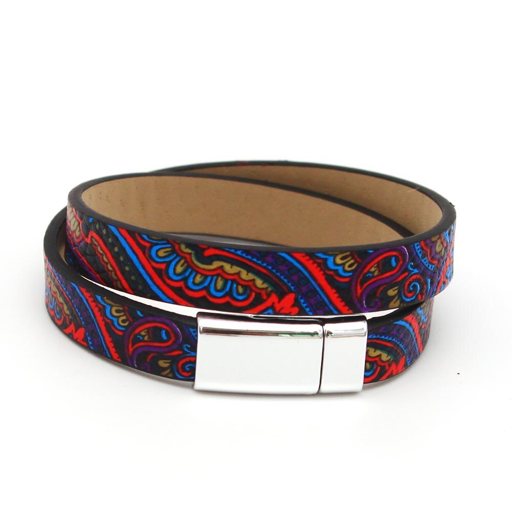 D &amp; D Charm Etnische Vrouwen Geometrische Meisje Trendy Print Wrap Lederen Armbanden Vrouwen Vintage Armband Vrouwelijke Bruiloft Sieraden: 1