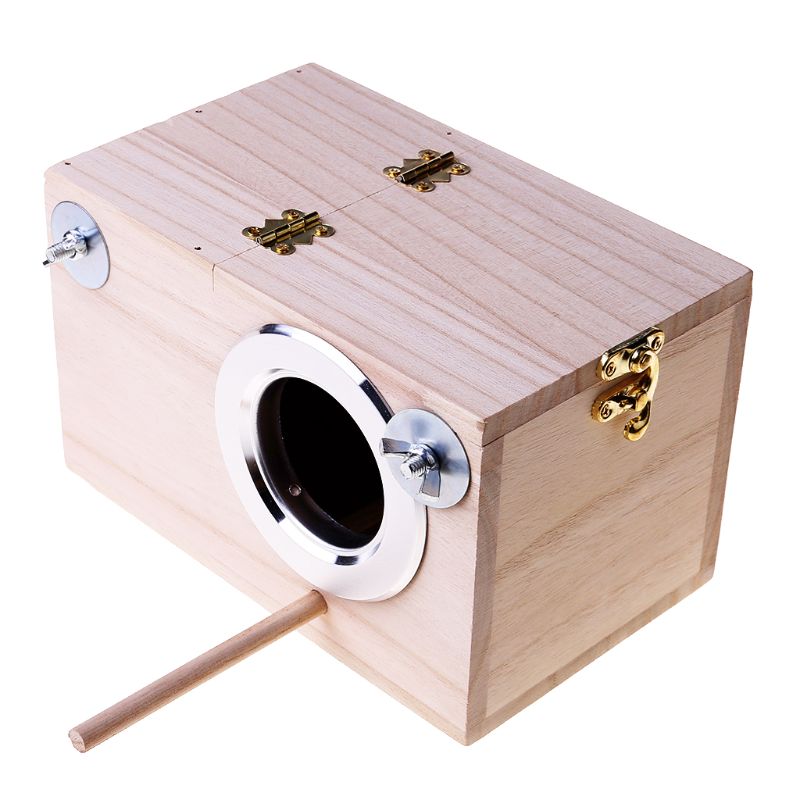 Wooden Bird Nesting Breeding Box House Parakeet Mating Case with Clear Window fo L5YE