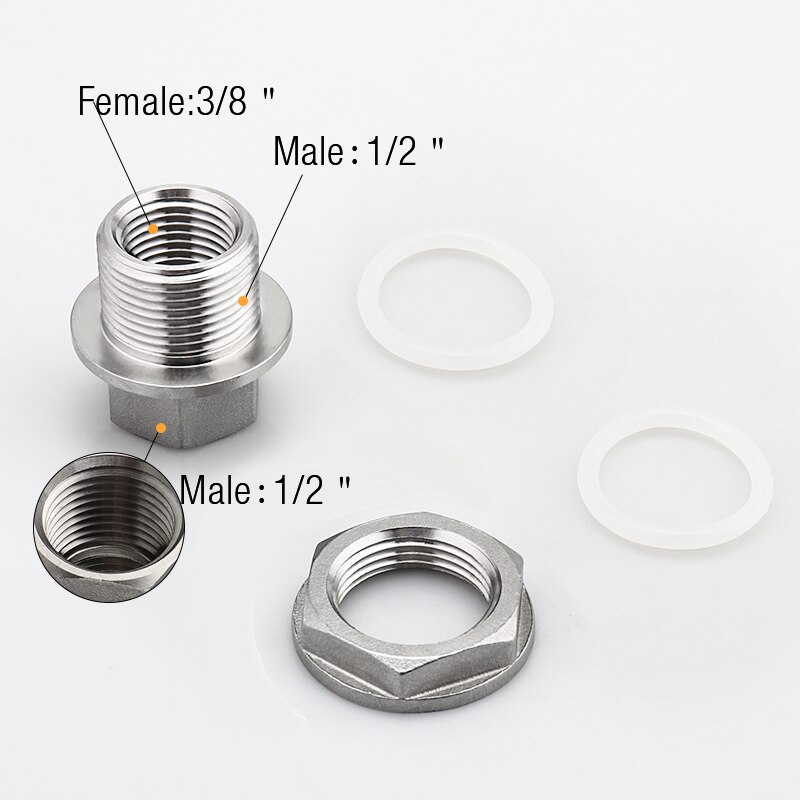 Bulkhead Compression Fitting,1.5'' Weldless Kettle Bulkhead,1/2" NPT Heavy Duty Weldless Bulkhead With Silicone O-Ring 304 SS