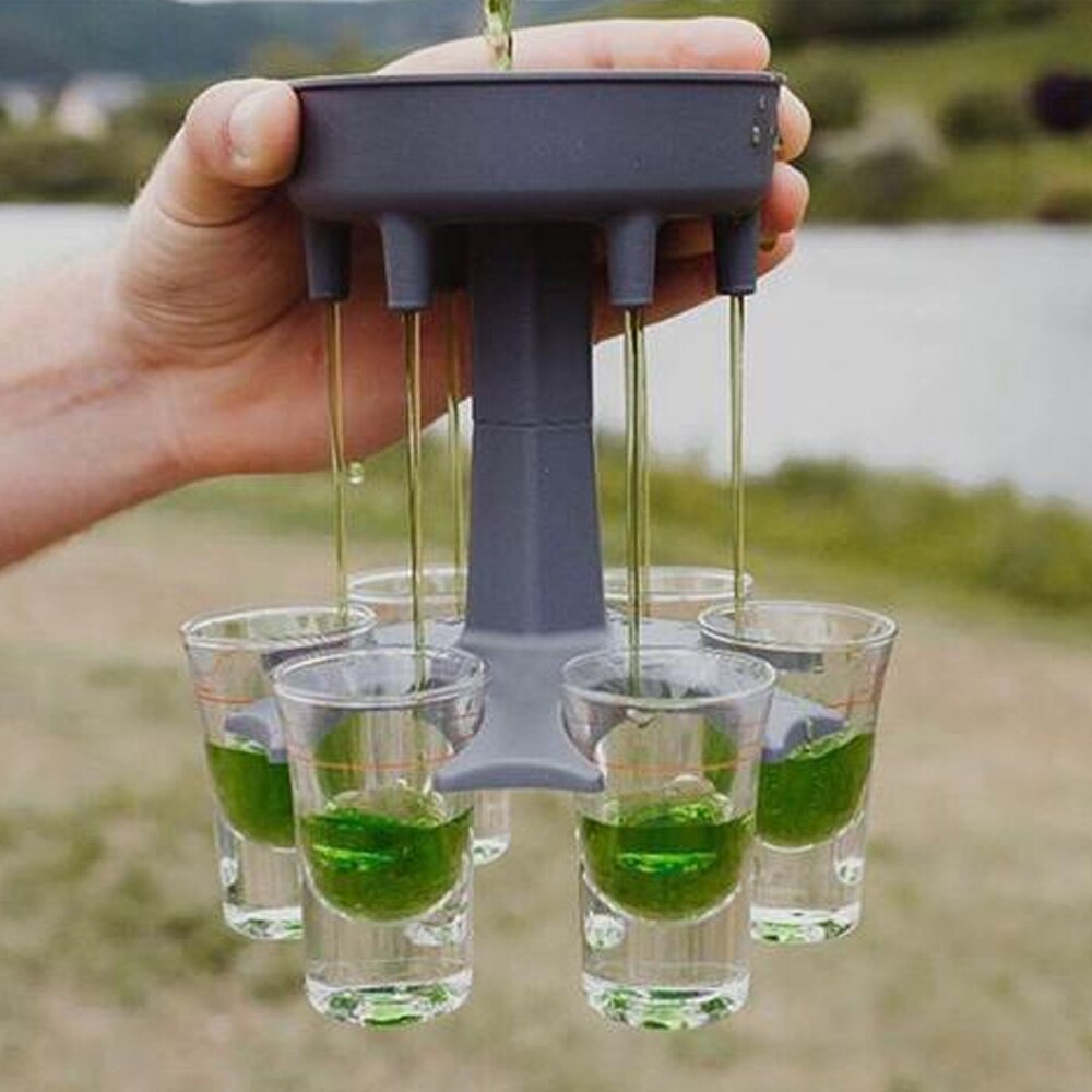 6 Shot Glass Dispenser Party Wine Pour Artifact Beer Whisky Dispenser Holder Portable Bar Accessory Party Games Drinking Tools