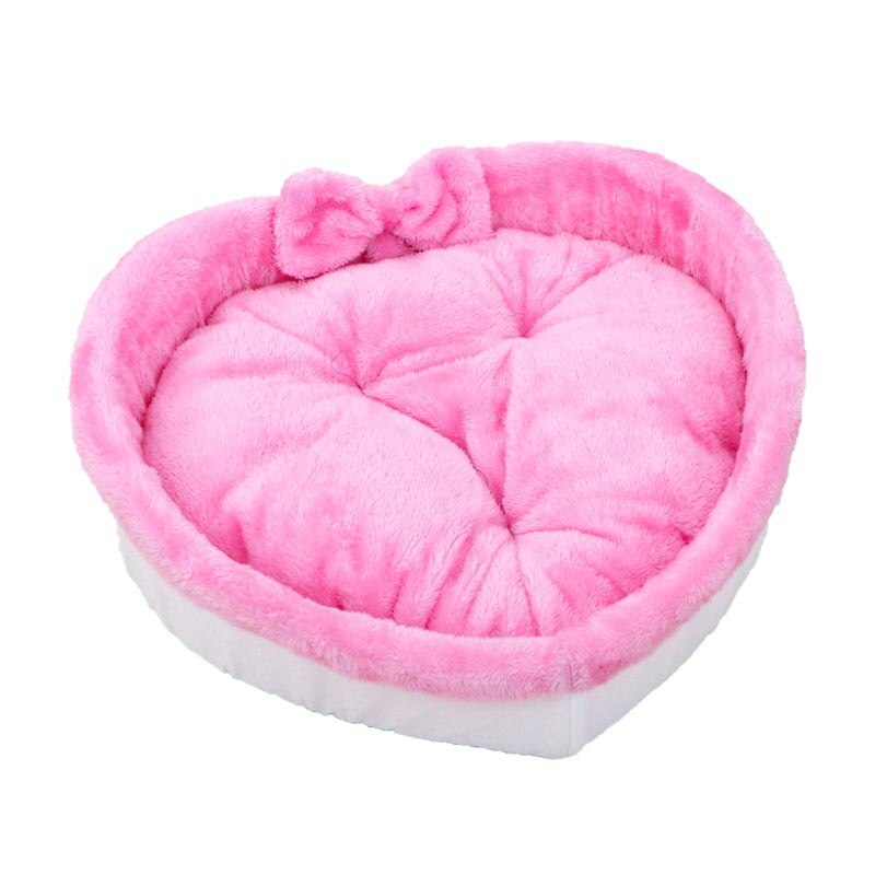 Pet Cat Bed Kennel Heart-shaped Dog Winter Warm Sleeping Bag Super Soft Puppy Cushion Mat Portable Pet Nest for Cat Dog Supplies: Pink / L 55x19cm