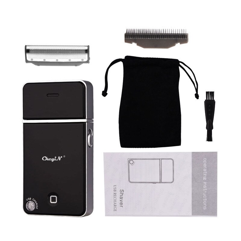 Afeitadora de barba bigotes patillas de cabello eléctrico Mini recortadora de pelo facial recargable máquina de afeitar el pelo portátil para hombres uso en viajes: Default Title