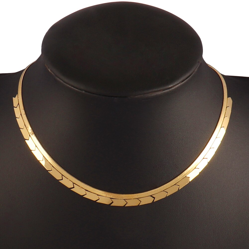 Trendy Stainless Steel Necklace For Women Gold Silver Color Round Geometric Pendant Necklace Choker Snake Chain Necklace Jewelry