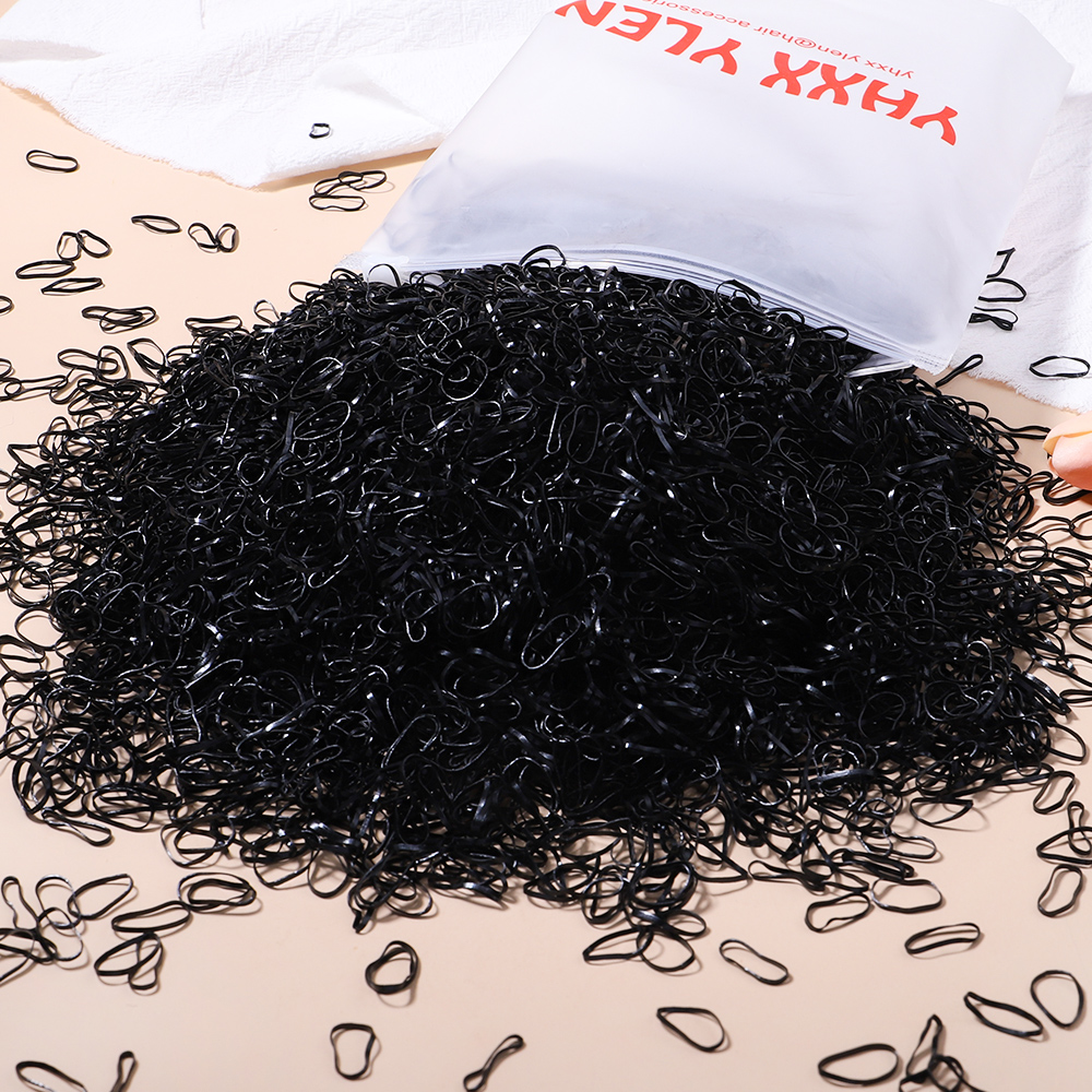 Banda de goma desechable de colores para niña, diadema para el pelo, coleteros, accesorios para el cabello, 500/1000/2000 piezas: L / Caqui oscuro