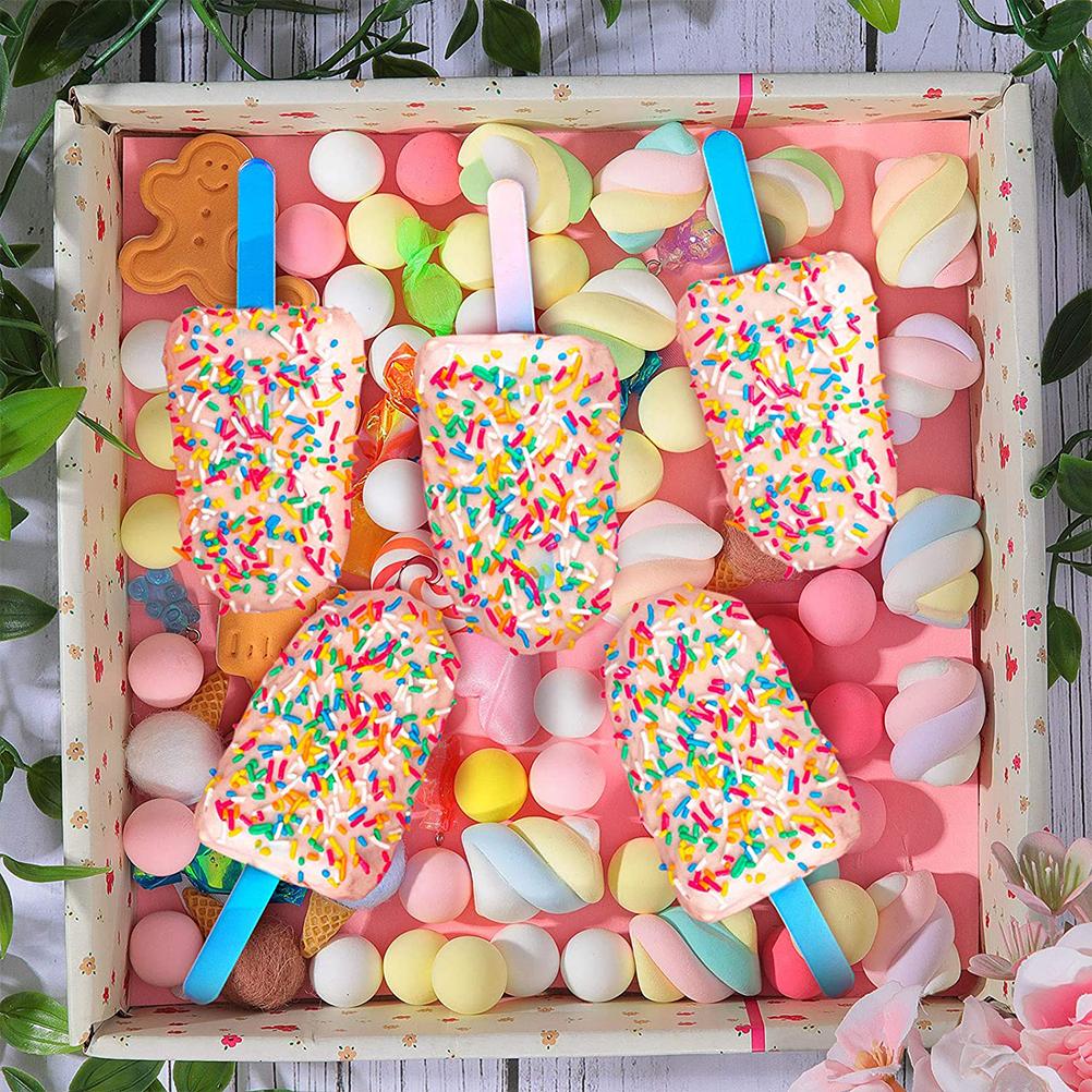 50Pcs DIY Acrylic Cakesicle Sticks Gradient Ice Cream Stick Soft Durable Freezer Popsicle Sticks