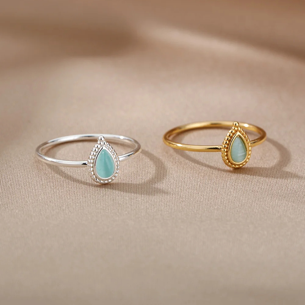 Opaal Water Ringen Voor Vrouwen Goud Kleur Rvs Engagement Wedding Ring Vrouwelijke Mode Vinger Sieraden