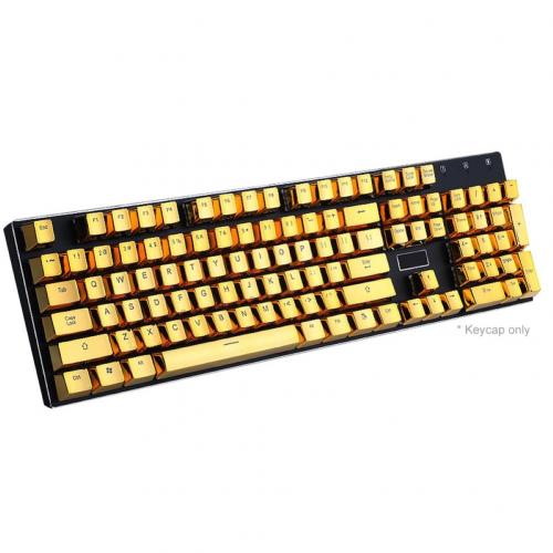 104 Keys Solid Color PBT Backlight Electroplated Metal Texture Mechanical Keyboard Keycaps Replacement Kit For Cherry MX : Bright Golden