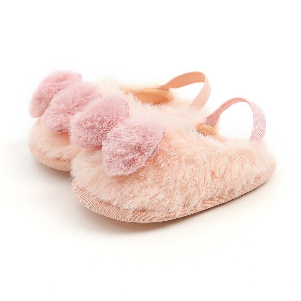 Mærke sødt lille barn nyfødt baby kravlesko dreng pige pom pom bue lam hjemmesko prewalker trænere baby sko 0-18m 11-13cm: Lyserød / 13