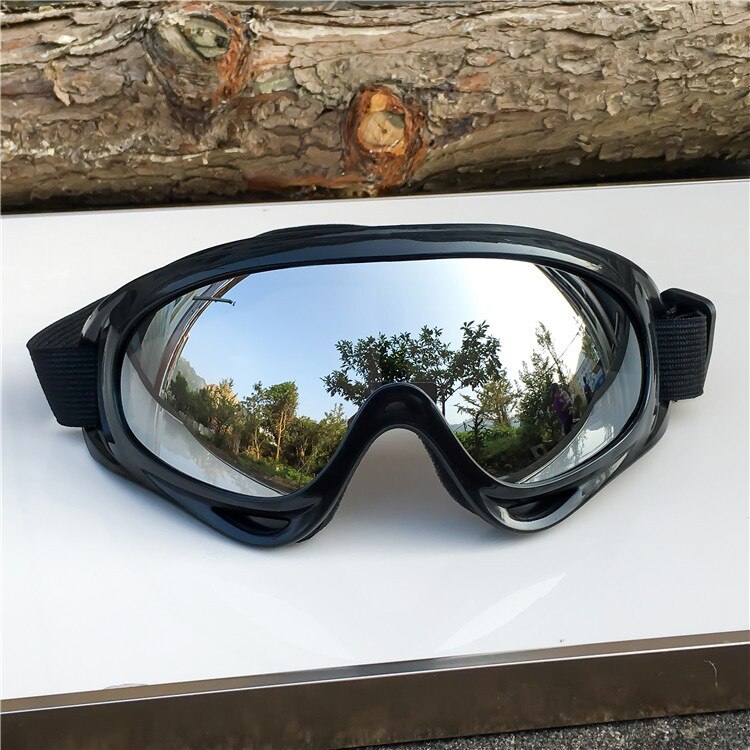 1 pz inverno antivento occhiali da sci occhiali sport all&#39;aria aperta cs occhiali occhiali da sci UV400 antipolvere Moto occhiali da ciclismo: Black Silver