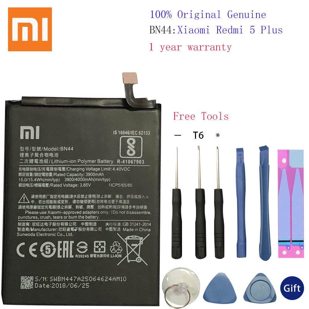 XiaoMi Original Replacement Battery For Xiaomi Note 3 4 4X 5 5A Pro Mi5 Mi 5X MI5S Redmi 3 3S 3X 4X 4A 5A 3 pro 5 Plus Batterie: BN44 Redmi 5 Plus