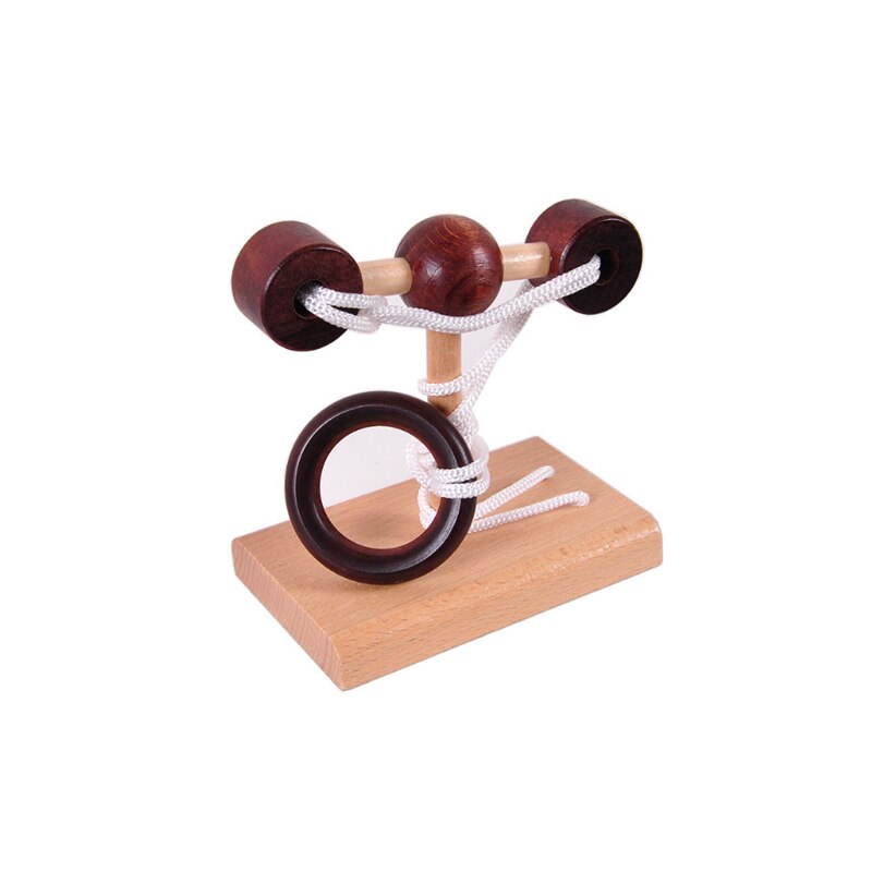 1 Piece Of Retro Style Wooden Educational Toy Solution Ring Unlock Solution Set Ring Puzzle Rope Toy: Default Title