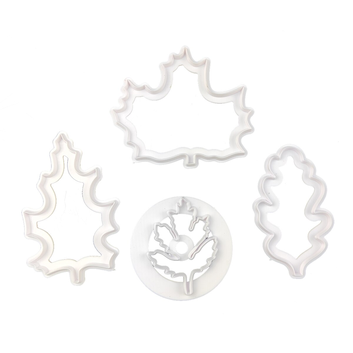 4Pcs Wedding Cake Bakken Esdoorn Bladeren Cookie Fudge Cutter Mould Leaf Thuis Keuken Biscuit Afdrukken Stempel Gereedschappen Drukken Fondant