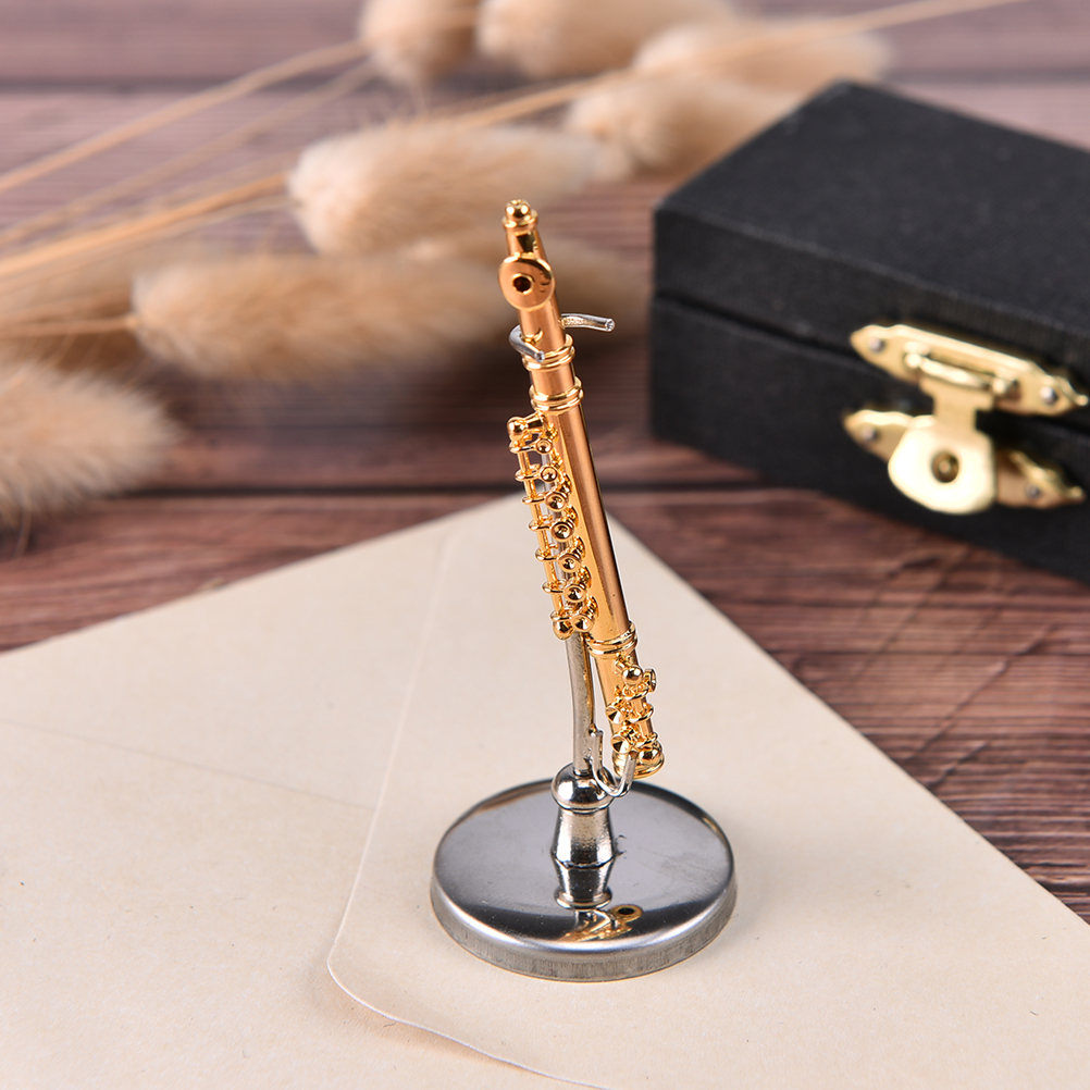 Mini Classic flute With Support Model Decoration Miniature flute Instruments Collection Decorative Ornaments 5.7CM