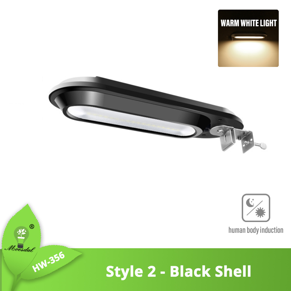 Outdoor Solar Wall Light Street Light, OutdoorWaterproof, Motion Sensor, Security Lighting for Garden, Yard, Path, 4 Modes: Style2-Black-WW / 1PCS