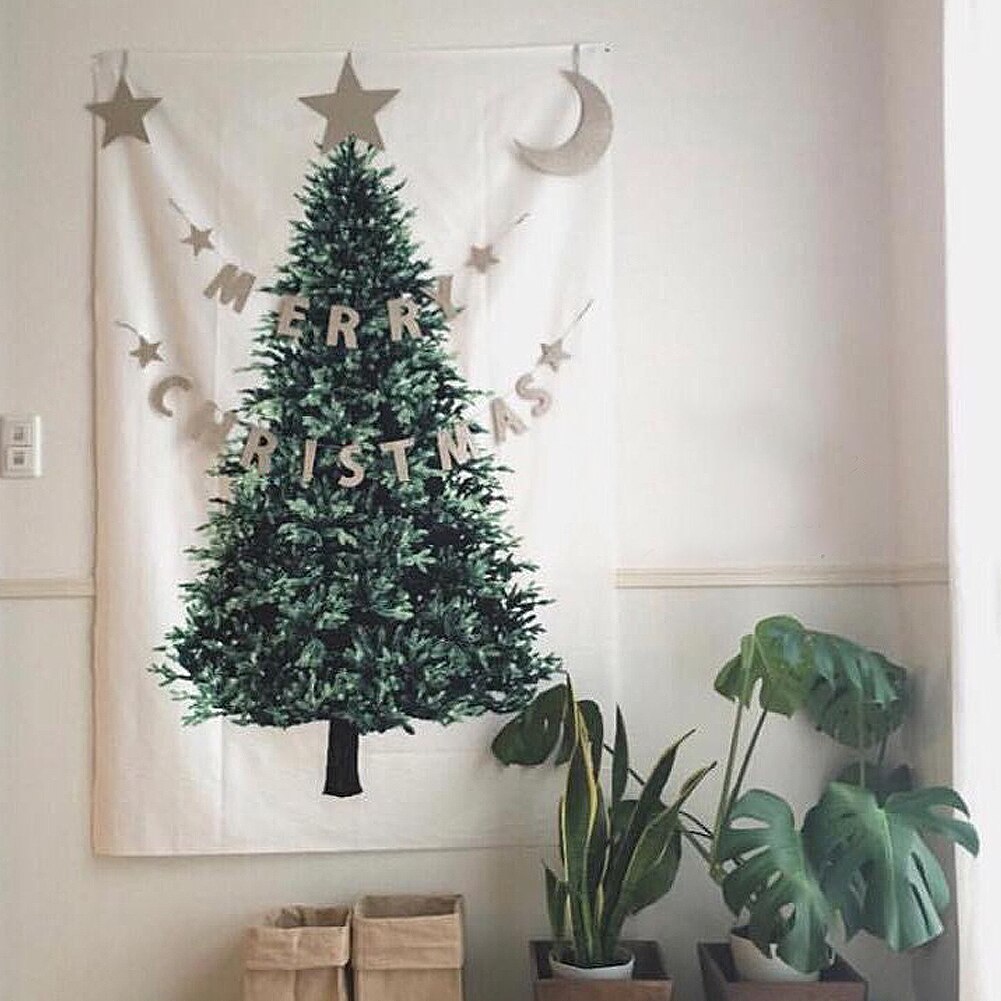 Juletræ xmas gobelin vegg hængende til stue soveværelse ins hænge klud baggrund boligindretning juledekoration