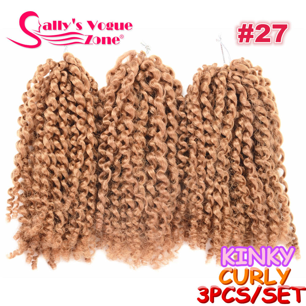 3 unids/set trenzas de ganchillo sintéticas Marley trenza Marlibob Ombre negro marrón púrpura rizado Crochet Jumbo trenzado extensiones de cabello: #1B