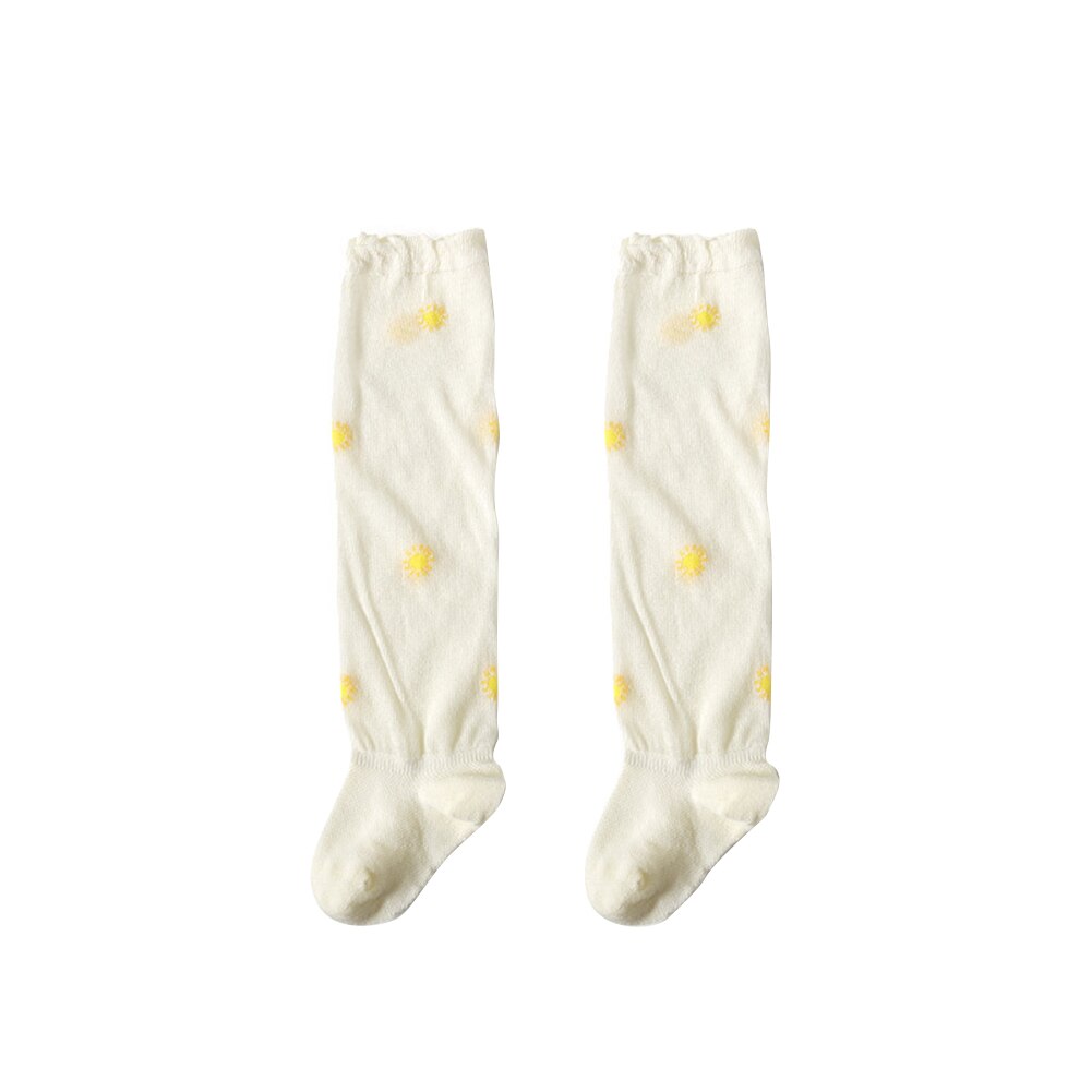 Baby Peuter Baby Meisjes Jongens Kniehoge Sokken Ademend Mesh Leuke Cartoon Print Ruche Kousen: B / Size XS