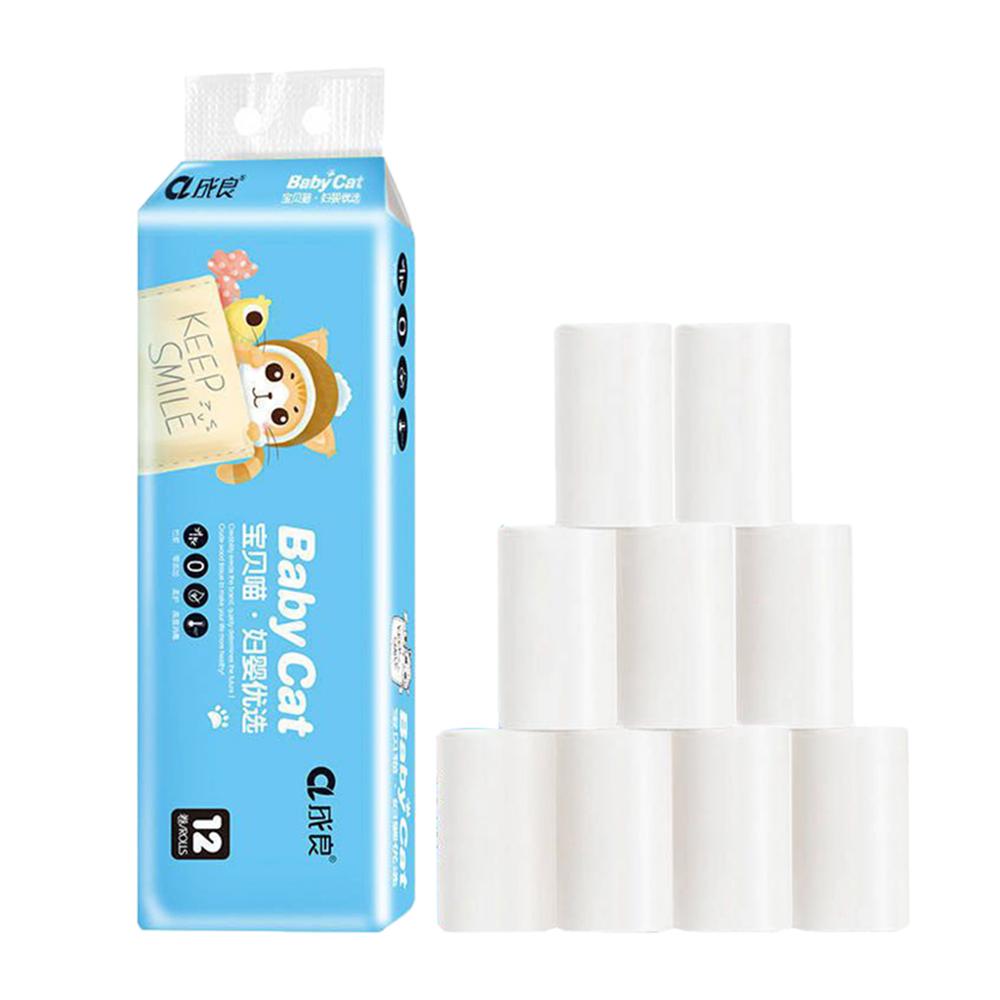 Rollo de papel higiénico de 4 capas para el hogar, papel higiénico suave de 4 capas, a granel, 12 unidades