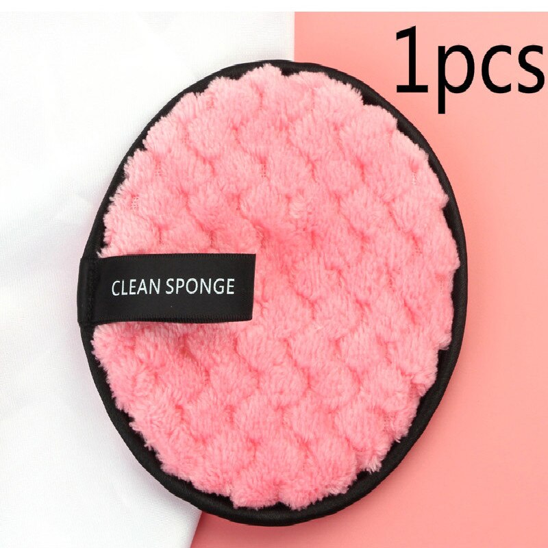 Double Sided Sponge Soft Flannelette Makeup Remove Puff Women Lady Beauty Makeup Wash Facial Cosmetic Tool: pink