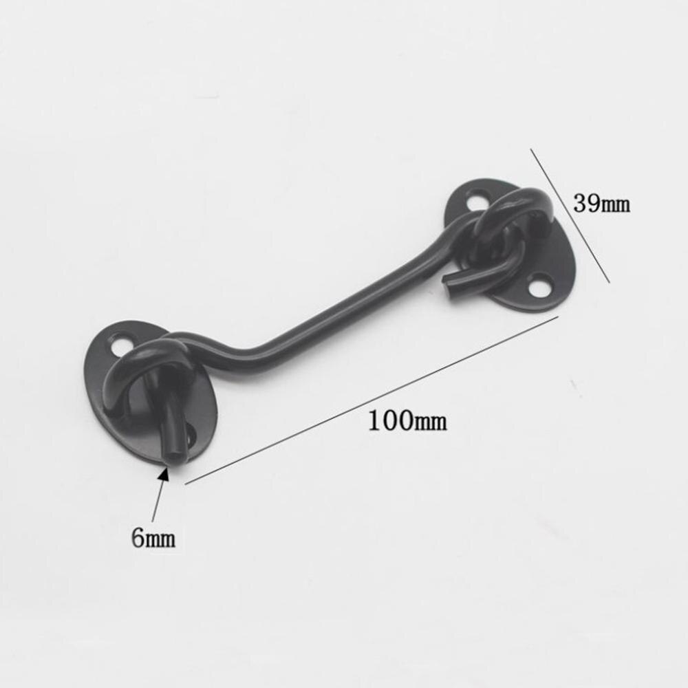 Stainless Steel Window Door Latch Security Lock Cabin Garage Barn Door Easy Hook Privacy Eye Lathes: Black