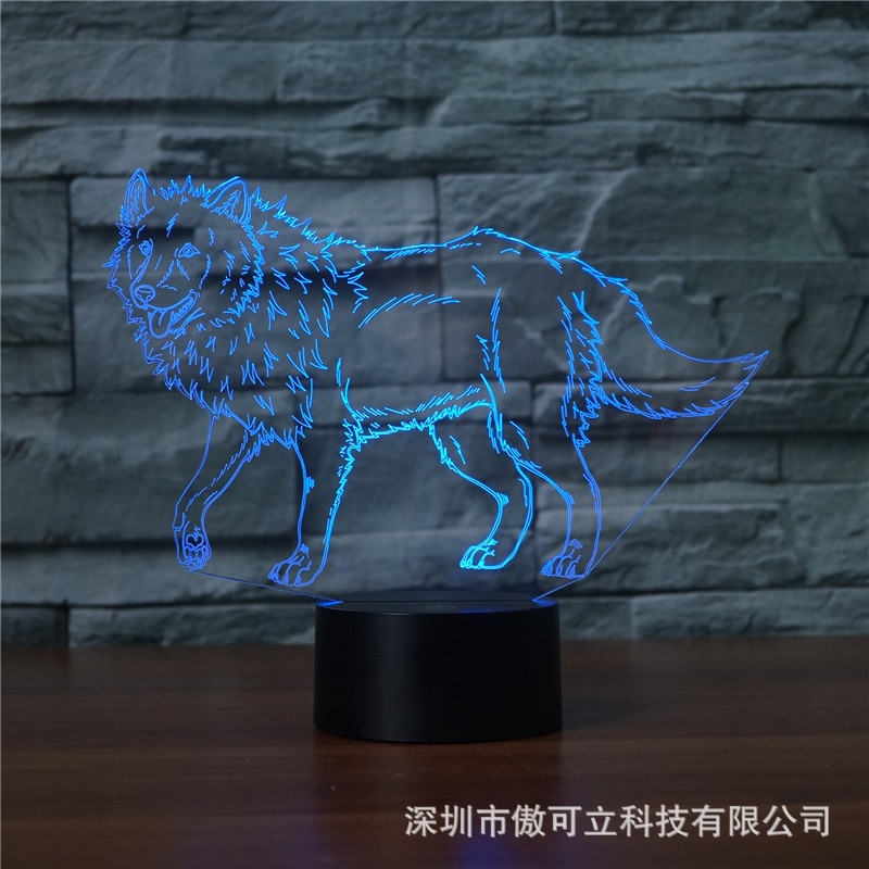 Wolf Model 3D LED Light Hologram Illusions 7 Colors Change Decor Lamp Best Night Light for Home Deco 015