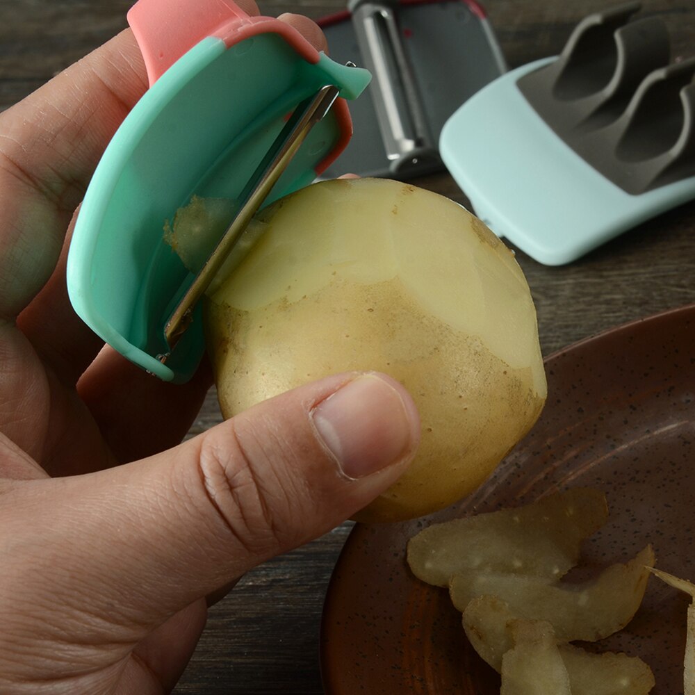 1 pcs Silicone Fruit Peeler Stainless Blade Lemon Grapefruit Fruit Slicer Double Fingers Opener Cutter Stripping Kitchen Gadgets