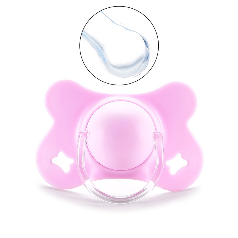 Chupete de silicona para bebés con tapa, forma de mariposa, redondo y plano, para dormir, morder, masticar: 4
