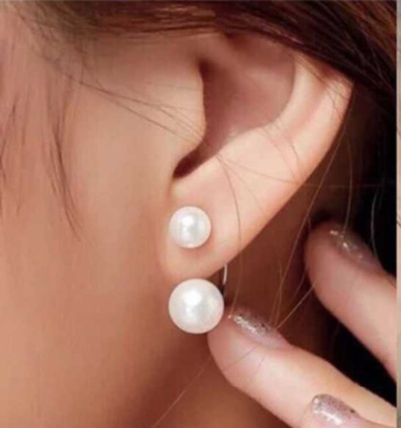 Simple Freshwater Pearl Earrings For Women 925 Sterling Silver 8MM 10MM 12MM Size Pretty Wedding Jewelry Big