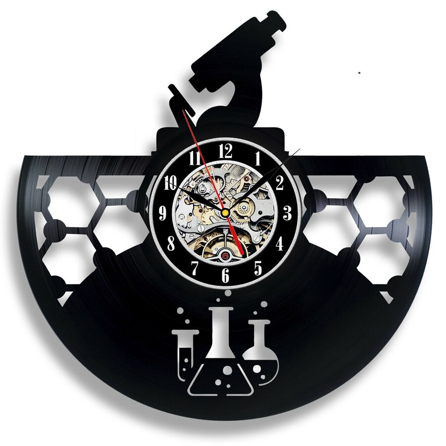 ENAPY Retro Modern Vinyl Record Wall Clock - Battery Operated, Black, 12-Hour Analog Display