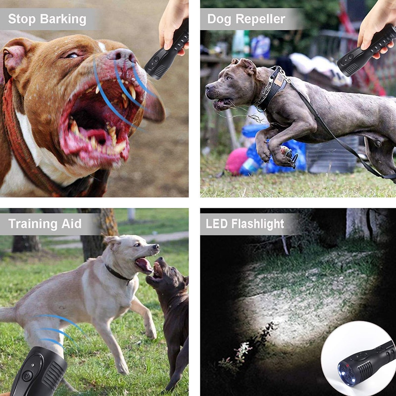 Benepaw genopladelig ultralyd hundeafvisende led lommelygte håndholdt anti gøen enhed sikker kæledyr træning hjælp god opførsel