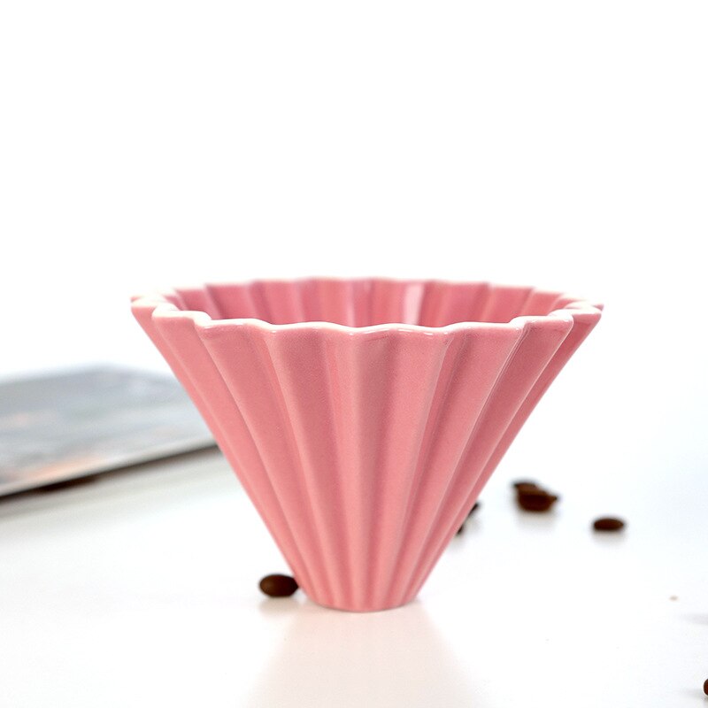 Ceramic V60 Coffee Filter Cup Handmade Origami Filter Cup Hand Punch Funnel Drip Hand Punch Coffee Filter Shelf Spot: Pink