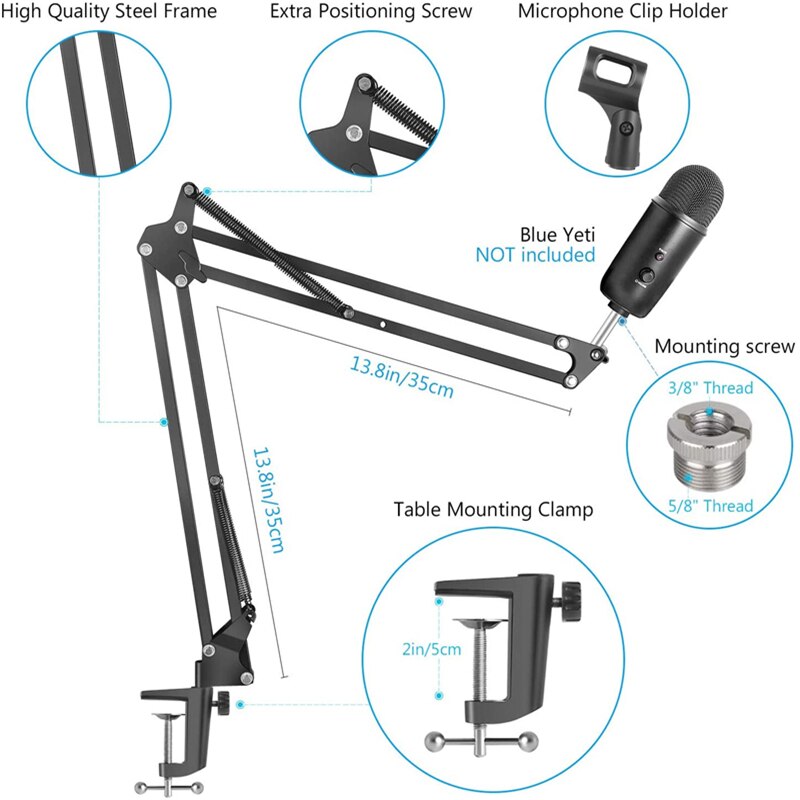 Supporto per braccio A forbice per microfono supporto Bm800 supporto per microfono A treppiede F2 con staffa A sbalzo Spider supporto universale antiurto