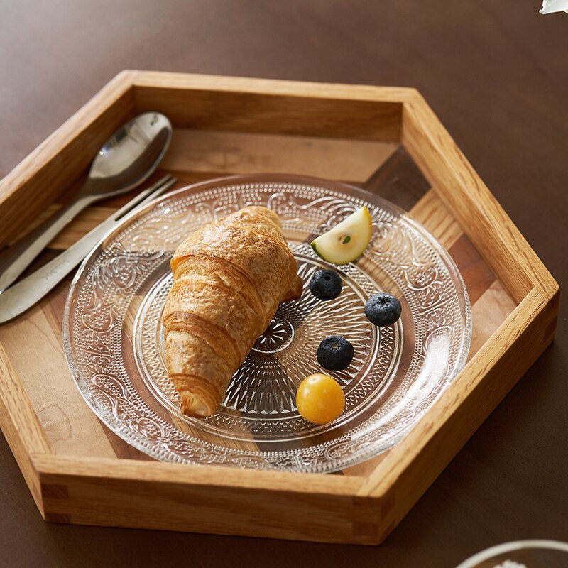 Chinese Glass Dim Sum Plate Good-looking Dessert Plate Affordable Luxury Style Fruit Plate Living Room Home Small Exquisite