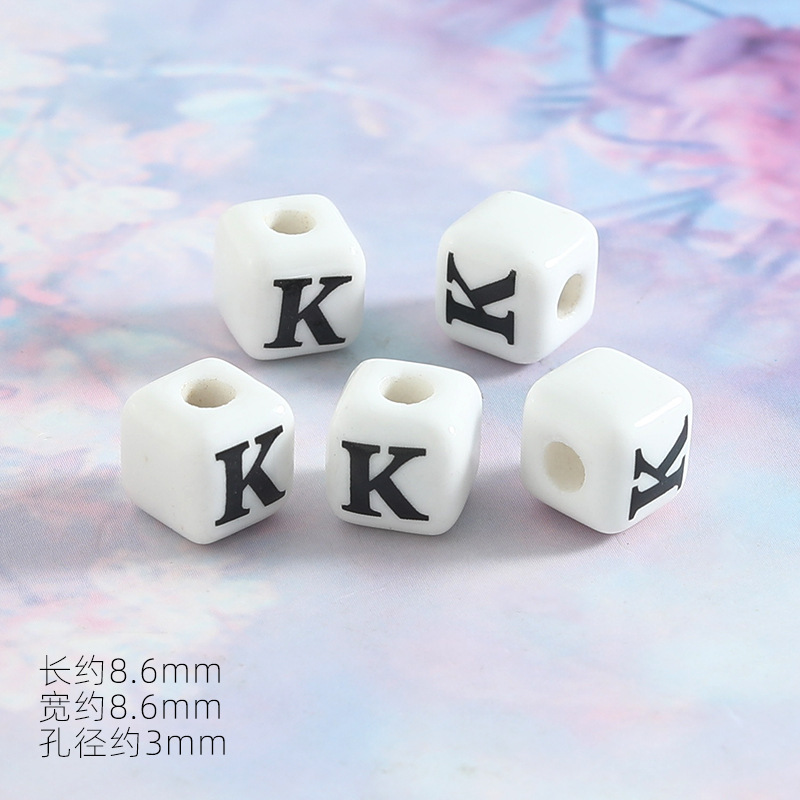 8mm Keramik Buchstabenperlen Diy Schmuck Armbänder Handgefertigtes Accessoire 5/10 Stück