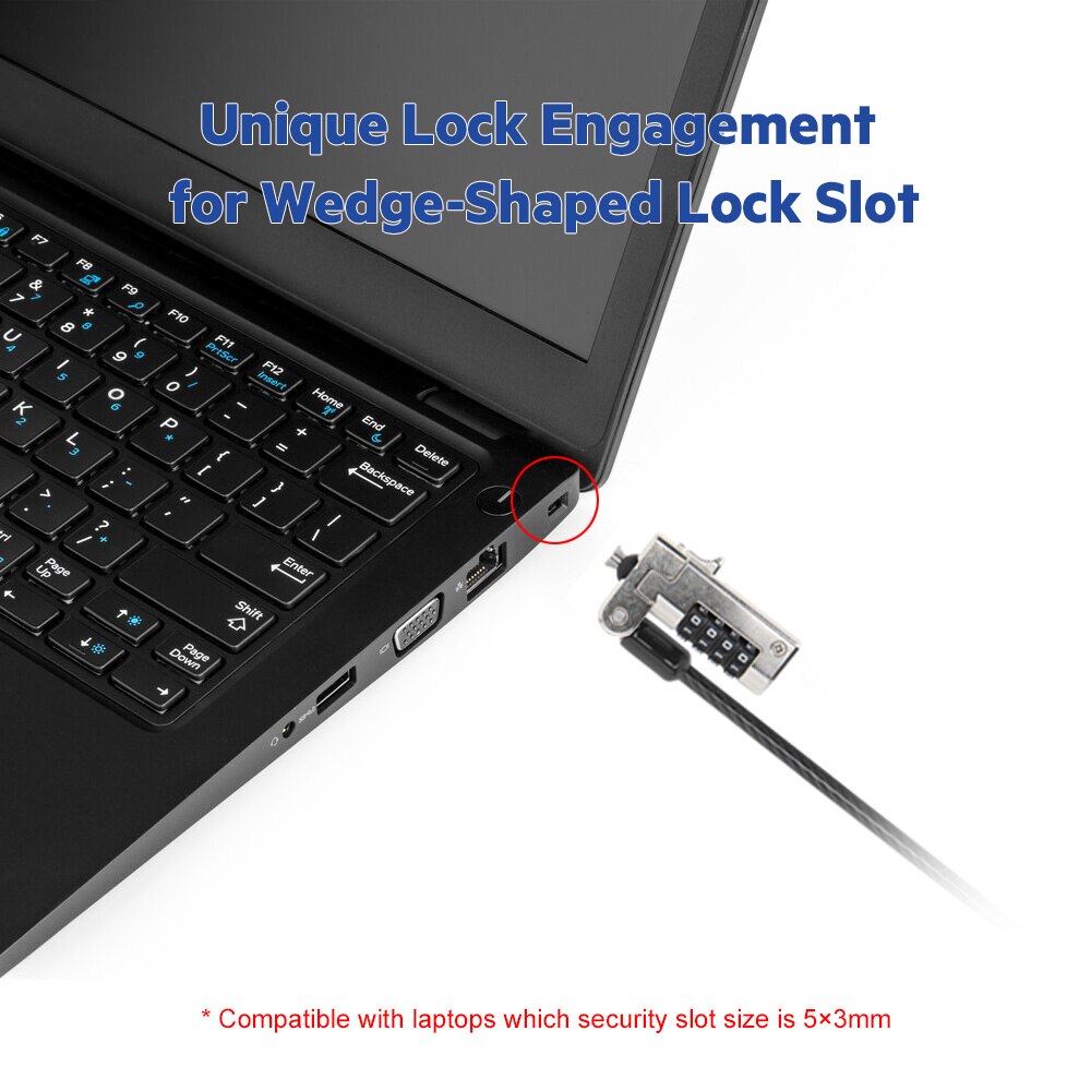 Kensington Slanke N17 Kabelslot Voor Dell Laptops Met Wedge Lock Slot Anti-Diefstal Keyless Combinatie Laptop Lock K68008WW