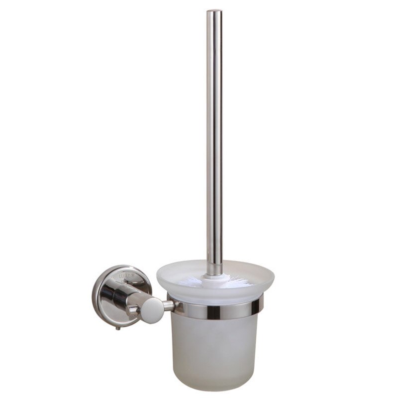 JUSHFO Toilet Brush Holders Stainless Steel Space-saving Wall-Mounted Single Brush Glass Holders Bathroom Hardware Accessories