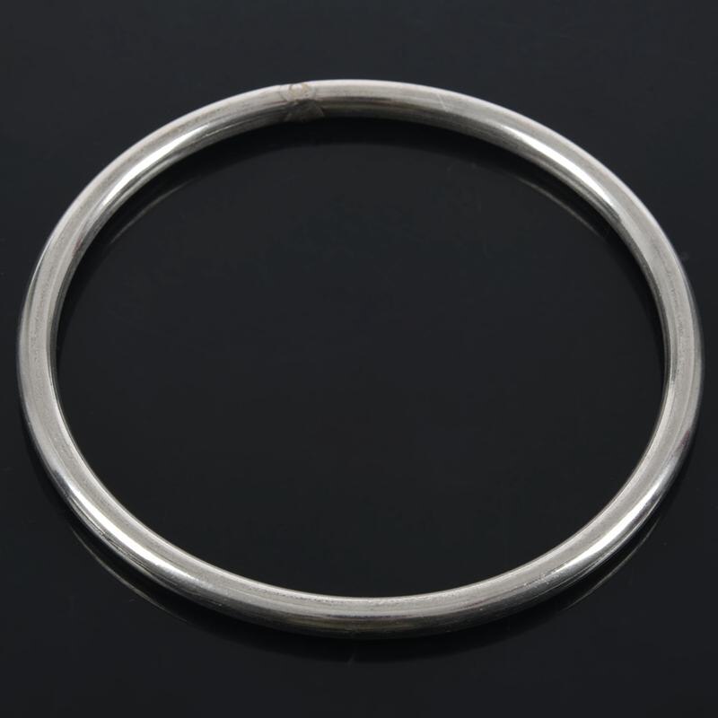 M6x100mm 304 Stainless Steel Welded Round Ring Silver Tone