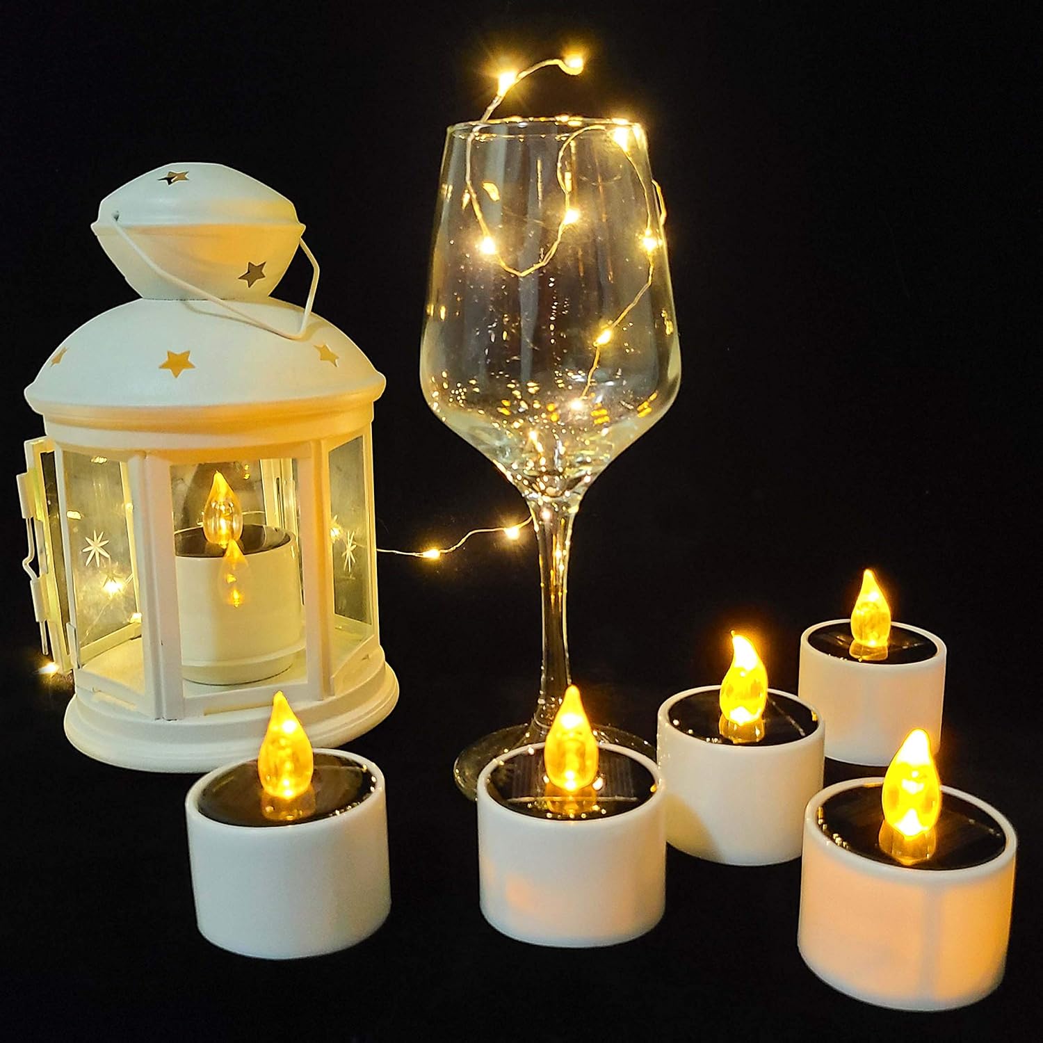 Solar Tea Light LED Candles Outdoor Waterproof Flameless Solar Tea Lights Rechargeable Candles for Party Garden Home Deco