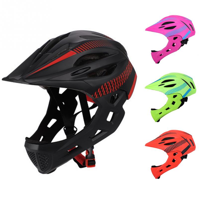 Riding Detachable Bicycle Helmet Unisex Chin Safe Full Face Cycling Protective Balance Bike With Rear Light Children Outdoor