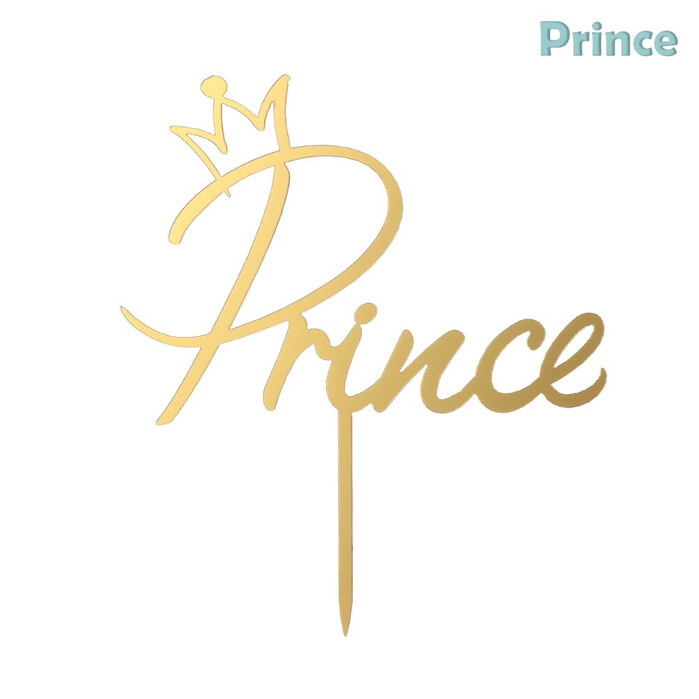 Goud Koning Koningin Prins Prinses Kroon Cake Topper Gelukkige Verjaardag Cupcake Topper Bruiloft Valentijnsdag Party Cake Decor: Prince
