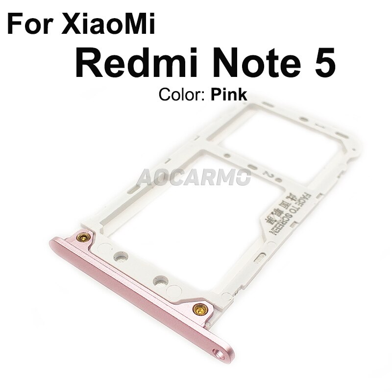 Aocarmo Für XiaoMi Redmi Hinweis 5 5A Metall Kunststoff Nano Sim Karte Tablett MicroSD Slot Halfter Ersatz Teil: Hinweis 5 -- Rosa