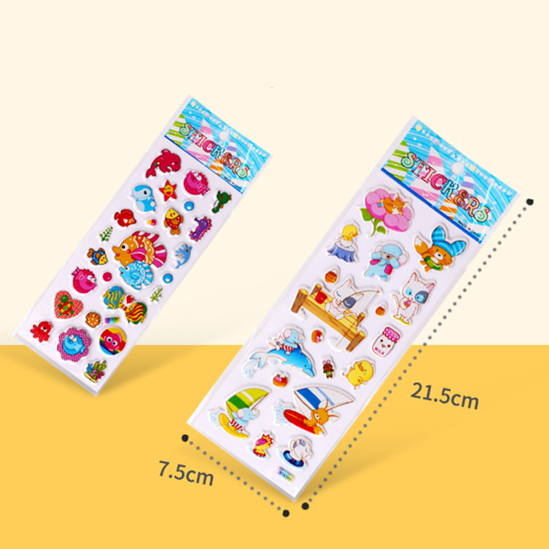 Children Bubble Stickers Cartoon Stickers Animals Fruits Fluffy Stationery Stickers Boys Girls Birthday TMZ
