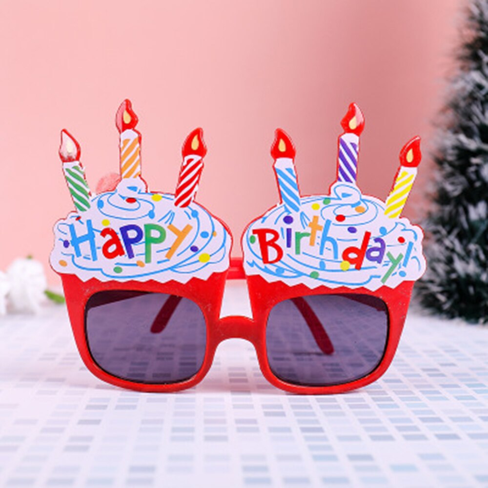HATOSTEPED happy Birthday Party Eyeglasses Funny Eyewear Photo Props Happy Birthday Cream Cake Glasses Novelty Decoration: Red