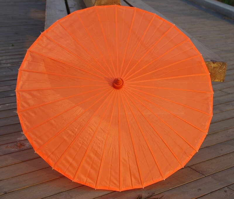 Oranje effen bamboe parasol/paraplu, geweldig als bedankje voor een bruiloftsfeestje